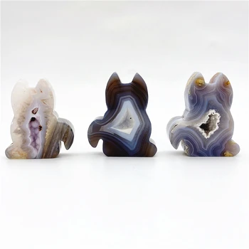 Frumos 1 BUC Minunat Naturale Agat Cristal Geode Piatră prețioasă Minerale Sculptură Câine Pisică Iepure Creative de Vindecare Reiki Cristale de Cuarț