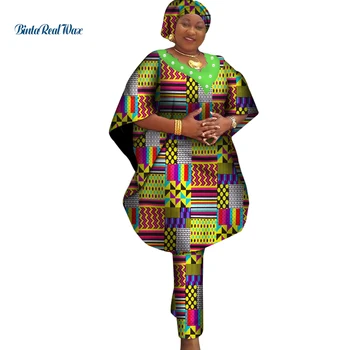  Haine africane Haină și Pantaloni Femei Africane 2 Piese Pantaloni Seturi Bazin Riche Africane Îmbrăcăminte de Imprimare Perla Cămașă și Pantaloni WY3760