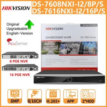  Hikvision AcuSense 4K NVR DS-7608NXI-I2/8P/S DS-7616NXI-I2/16P/S 8/16CH SATA 2 Pentru Camera POE IP CCTV Recorder Video H. 265+
