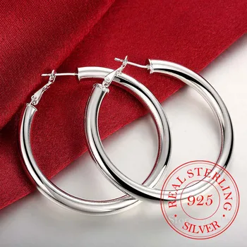  Hiperbola Argint 925 Simpla Mari Rotunde Netede Cerc Hoop Cercei Pentru Femei 2020 Sterling-Silver-Bijuterii Pendientes