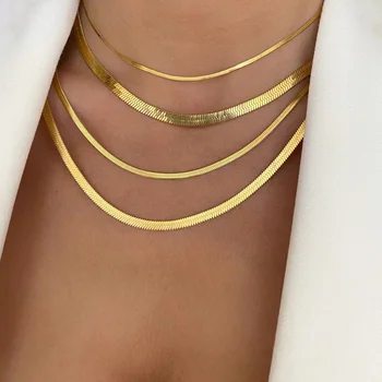  Hot De Moda Unisex Șarpe Lanț Colier De Femei Cravată Din Oțel Inoxidabil Spic De Aur De Culoare Lanț Colier Pentru Femei Bijuterii