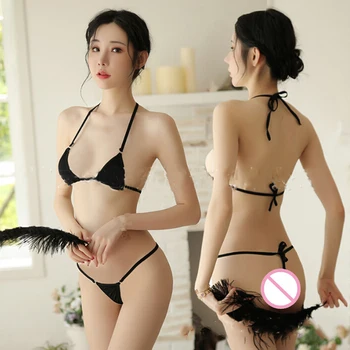  Hot Sexy Femei Micro G-String Lenjerie Bikini Set Sutien Top Tanga, Lenjerie Intima, Costume De Baie