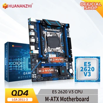  HUANANZHI QD4 LGA 2011-3 Placa de baza cu procesor Intel XEON E5 2620 V3 DDR4 RECC NON-ECC Memorie Kit Combo Set NVME USB 3.0