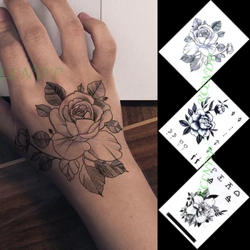  Impermeabil Tatuaj Temporar set de Autocolant de Flori de Trandafir Scrisoare Simbol Autocolante În Mână Flash Tatuaj Tatuaj Fals pentru Barbati Fata de Femei