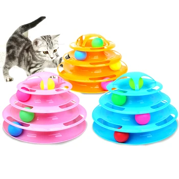  Inteligenta IQ Cat Jucărie Jucărie Traning Pisica Disc Cat Triple Mingea Bile Nebun Disc animale de Companie Joc Interactiv Jucării Jucărie Amuzant