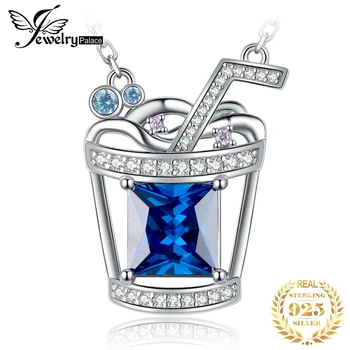  JewelryPalace New Sosire Lux 3.1 ct Albastru de Piatră prețioasă 925 Sterling de Argint Colier pentru Femei Moda Bijuterii Fine 45cm