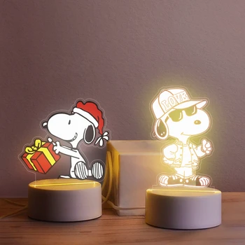  Kawaii Snoopy Desene animate Păpuși Drăguț Uri Lumina de Noapte Mici Ornamente Led Lampă de Noptieră Anime Jucării de Pluș pentru Fata Ziua de nastere Cadou