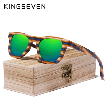  KINGSEVEN Manual de Design Originale ochelari de Soare Colorate din Lemn Cadru Complet pentru Femei de Brand de Lux pentru Bărbați Ochelari Ochelari de Oculos de sol