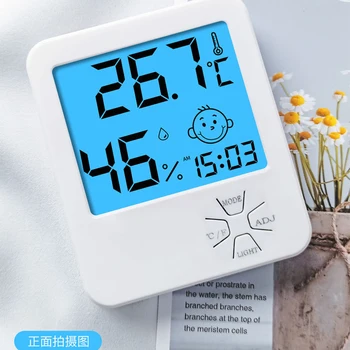  LCD Digital Temperatura Interioară Umiditate Metru Ceas Electronic Acasă Termometru Metru Cu Funcție de Iluminare Higrometru