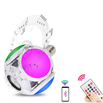  LED Lampă Bec Smart Bluetooth Speaker E27 Bază de Colorat de Muzică de Control de la Distanță Luminozitate Reglabilă pentru Decor Acasă de Iluminat