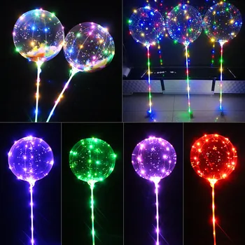  Led luminos Bobo Balon cu Heliu Baloane Transparente Bastoane de Nunta Petrecere Decoratiuni Copii Clară Lumină LED, Balon