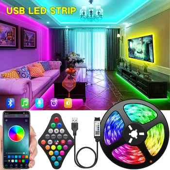  LED Strip Lumini USB Bluetooth RGB 5050 5V LED RGB Lumini Flexibil Lampa de Bandă Panglică RGB TV cu Ecran Desktop Iluminare cu Diode Bandă