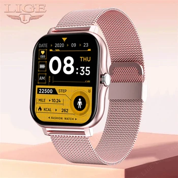  LIGE Ceas Inteligent Femei Full Touch Ecran Ceas Heart Rate Monitor de Presiune sanguina Smartwatch rezistent la apa Sport pentru Bărbați Ceasuri