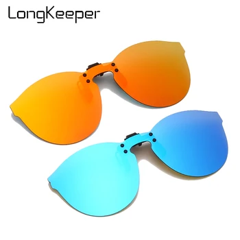  LongKeeper Clasic Polarizati Clip-On ochelari de Soare Femei Bărbați Flip Up Ochelari Lentile de sex Masculin Supradimensionat Galben de Conducere UV400 Ochelari Oglindă