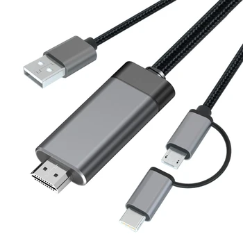  Mirascreen LD29 3-În-1 de Tip C/Micro-USB Pentru Cablu HDMI pentru Telefonul Android Pentru A HDMI Bluetooth HDTV Oglindire 1080P HDMI Cablu
