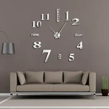  Modern DIY Mut de Mari dimensiuni Ceas de Perete Decor Acasă de Birou 3D Suprafață Oglindă de Perete Autocolant Ceasuri Gigant Fara rama Decorativa Ceas de Ceas