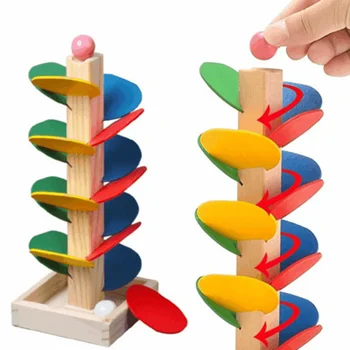  Montessori Jucărie De Învățământ Blocuri Din Lemn De Arbore De Marmură Mingea Alerga Urmări Jocul De Copii De Inteligență Precoce Juguetes Educație