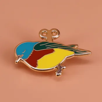  Multicolor bird brosa de aur ton de animale drăguț ace curcubeu papagal faunei sălbatice insigna iubitorii de natura cadou femei jachete rucsac acce