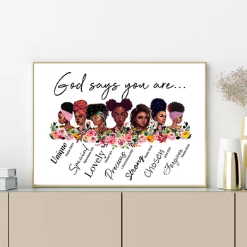  Negru De Femei Puternice Citate De Inspiratie Panza Pictura Dumnezeu Spune Că Tu Ești Negru Fete Femeie Poster Print Fata De Camera De Arta De Perete Decor