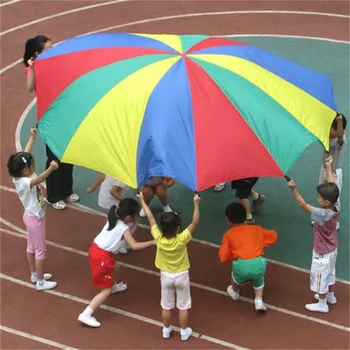  Noi 2M Rainbow Umbrelă Parasuta Jucarie Copii Sport, Jocuri în aer liber Salt-Sac de balon-parașută să se Joace în Echipă Joc Jucărie Pentru Copii Cadouri