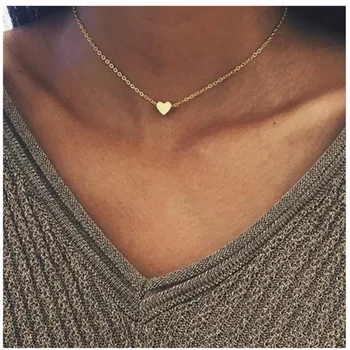  Noi Aur, Argint Placat Cu Inima Mică Coliere Bijuterii Pentru Femei Coliere Bijuterii De Moda Clavicula Colier Pandantiv Martisor