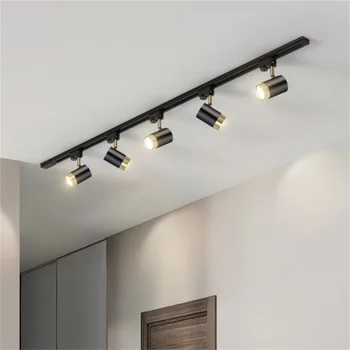  Noua Pistă LED Corpuri de Iluminat Alb Negru ecartament Reglabil Capete GU10 Bec LED Spoturi Lampă de Plafon cu Șină