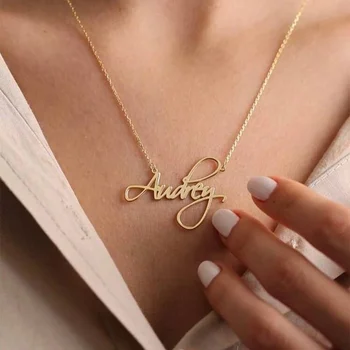  Nume personalizat Colier Bijuterii din Oțel Inoxidabil pentru Femei 2022 Personalizate arabă Colier Lanț de Aur Cravată Cadouri Colar Feminino