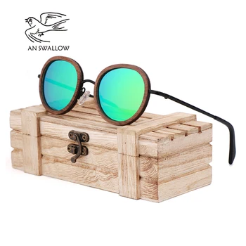  O ÎNGHIȚI 2018 noi de lemn retro ochelari de soare barbati negru nuc din lemn ochelari de soare pentru femei brand design ochelari de soare polarizat UV400