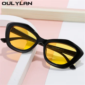  Oulylan Moda Ochi de Pisică ochelari de Soare pentru Femei Classic Galben Ochelari de Soare pentru Barbati Vintage Mici Doamnelor Stil de Călătorie Ochelari de protectie UV400