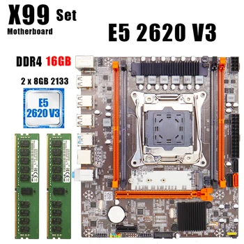  Placa de baza X99 Set LGA 2011 3 Pentru Intel E5 2620 V3 CPU 16GB ECC Server Memorie RAM M. 2 Nvme LGA 2011-V3 kit Placa de baza