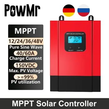  PowMr Esmart3 MPPT 40A 60A Controler de Încărcare Solară Baterie Solara 12V/24V/36/48V Auto Max 150V Panou Solar de Înaltă Eficiență de Intrare