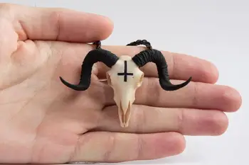  Ram Craniu Pandantiv Colier 3D Imprimate,Oculte Baphomet Wicca Rău Capra Colier Craniu cu Coarne Diavolul Punk Gotice