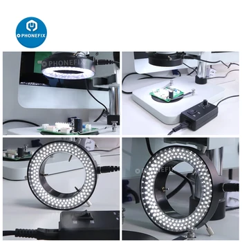  Reglabil 144 LED-uri de Lumină Inel de iluminare Lampă Pentru Industria Stereo Microscop Trinocular Camera Lupa cu Adaptor de Alimentare