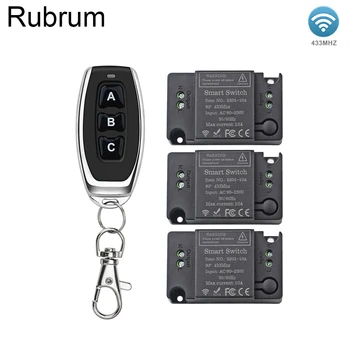  Rubrum 433Mhz Universal Wireless de Control de la Distanță Comutator Transmițător AC 110V 220V 1CH 10A RF Releu Receptor De Lumină LED-uri Lampa cu Ventilator