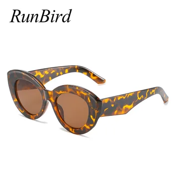  RunBird Moda Supradimensionat ochelari de Soare Ochi de Pisica Femei Retro Jeleu Dungi de Culoare Ochelari de Nuante UV400 Bărbați Rotund Ochelari de Soare 5567