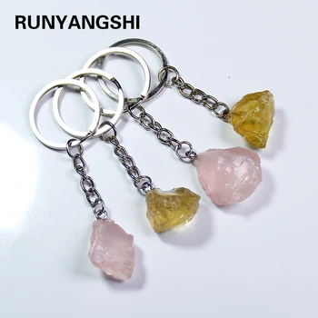  Runyangshi 1 buc Naturale piatra de cristal de cuart roz Cheie catarama citrin prime de Pachete de agatat Ornament Pandantiv