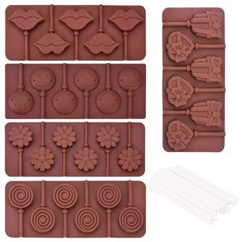  Silicon Ciocolata Lollipop Mucegai cu 6 Lollipop Aspirație Bastoane, Folosit Pentru a Face Bomboane de Ciocolată Acadele