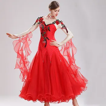 Standard de bal rochie de concurență femei vals, rochie dans standard foxtrot rochie dans poarte femeile dans haine de Broderie
