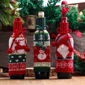  Sticla de vin Acoperă Drăguț Manual Temă de Crăciun Pulover Tricot pentru Acasă/Petrecere/Hotel/Restaurant de Decorare Elan/om de Zapada