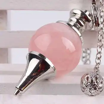  SUNYIK Rose Cuarț de Cristal Bijuterie Minge de Piatra Pandantiv Vindecare Oculte Reiki Chakra Farmec Pendul cu Lanț