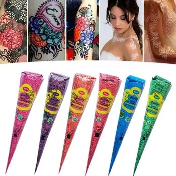  Tatuaj Henna Inserați Codul 6 Culori Henna Conuri Indian Pentru Tatuaj Temporar Autocolant Corp Vopsea De Artă Crema De Con