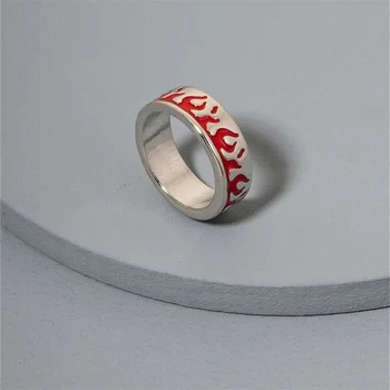  Trendy Bijuterii din Aliaj Email Epoxidic limba engleză Scrisoare de Cuplu Inel Black Red Ring anillo hombre anillos mujer