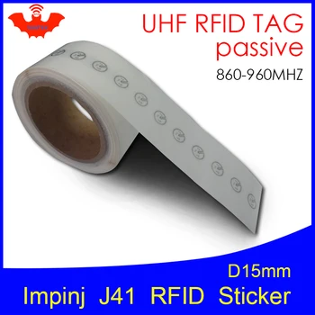  UHF RFID tag autocolant Impinj J41 umed inlay 915mhz 900 de 868mhz 860-960MHZ Higgs3 EPCC1G2 6C inteligent adeziv pasiv tag-uri RFID etichete