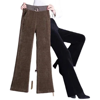  Vintage Elastic Talie Mare Iarna Largi Picior Pantaloni De Moda De Zăpadă Gros De Semnalizare Pantaloni Super Cald Cașmir, Pantaloni De Catifea Pentru Femei
