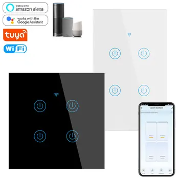  Wifi Smart Touch Comutator de Lumină UE/SUA 220V, Fără Fir Neutru Necesare Comutator de Perete 1/2/3/4 Gasca, Compatibil cu Alexa de Start Google