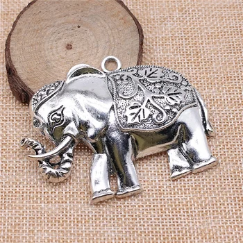  WYSIWYG 1buc 74x50mm 2 Culori Antichități Argint Culoare Bronz Antic Mare Elehant Pandantive Mari Thai Elephant Farmec