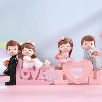  Ziua îndrăgostiților Cuplu Cifre Mireasa Si Mirele Rășină Papusa Ornamente Tort Romantic Iubitorii de Dulce Decor de Nunta in Miniatura
