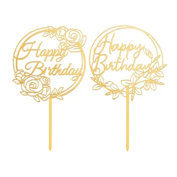  【2022 Nou Design】Pachet De 10 BUC Happy Birthday Flower Seria Cake Topper Decorare Tort Pentru Petrecerea de Ziua