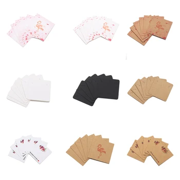  30Pcs/lot 5*5cm Cercei Patrati Coliere Afișa Carduri de Flori Flamingo Hârtie Kraft Hang Tag Card Pentru Bijuterii DIY Card de Afișare