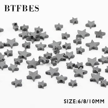  BTFBES Mat Pentagrama Hematit Negru Margele Piatra Naturala 6/8/10mm Stea cu cinci colțuri Liber Margele Pentru Bijuterii Pentru a Face DIY